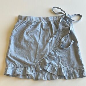 Madewell Meadow Ruffle Wrap Mini Skirt Chambray Cotton Sz 6